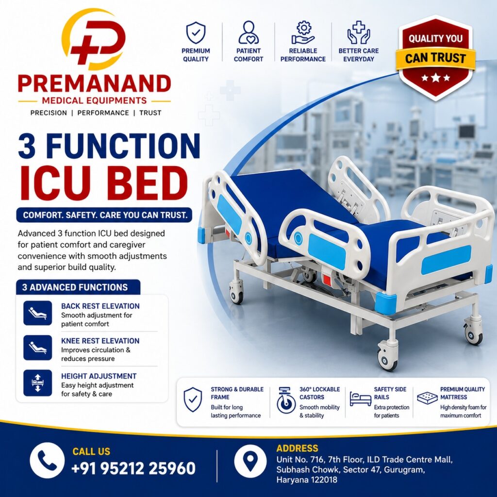 AFFORDABLE 3 FUNCTION ICU BED FOR RENT IN GURGAON