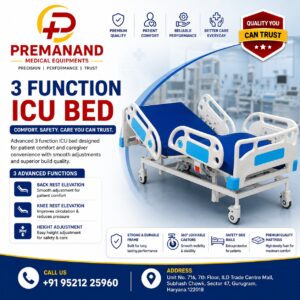 AFFORDABLE 3 FUNCTION ICU BED FOR RENT IN GURGAON